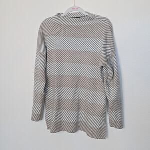 Rachel Zoe Womens Medium Sweater Pullover Gray White Stripe Size Small